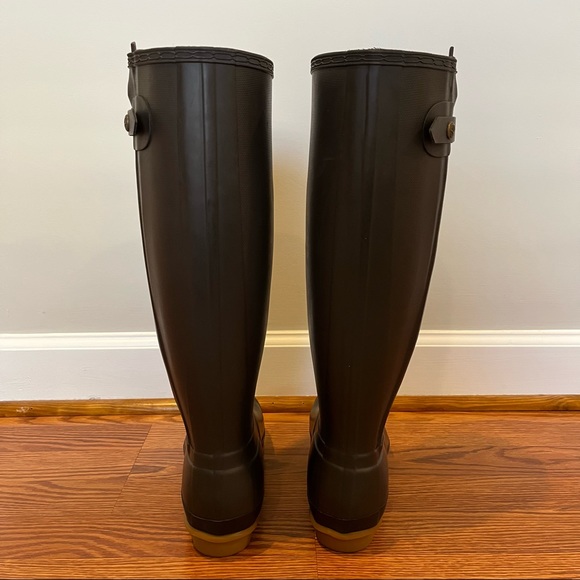 Hunter Rain Boots Original Slim Zip Textured - Chocolate - Size 8 - Picture 3 of 16